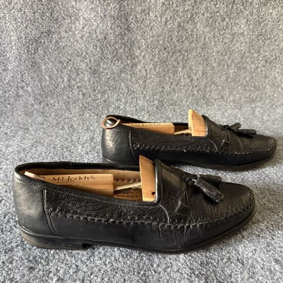 Zelli Authentic Genuine Black Ostrich Leg Nappa Leather Tassel Loafers Sz 9.5 M main image 10